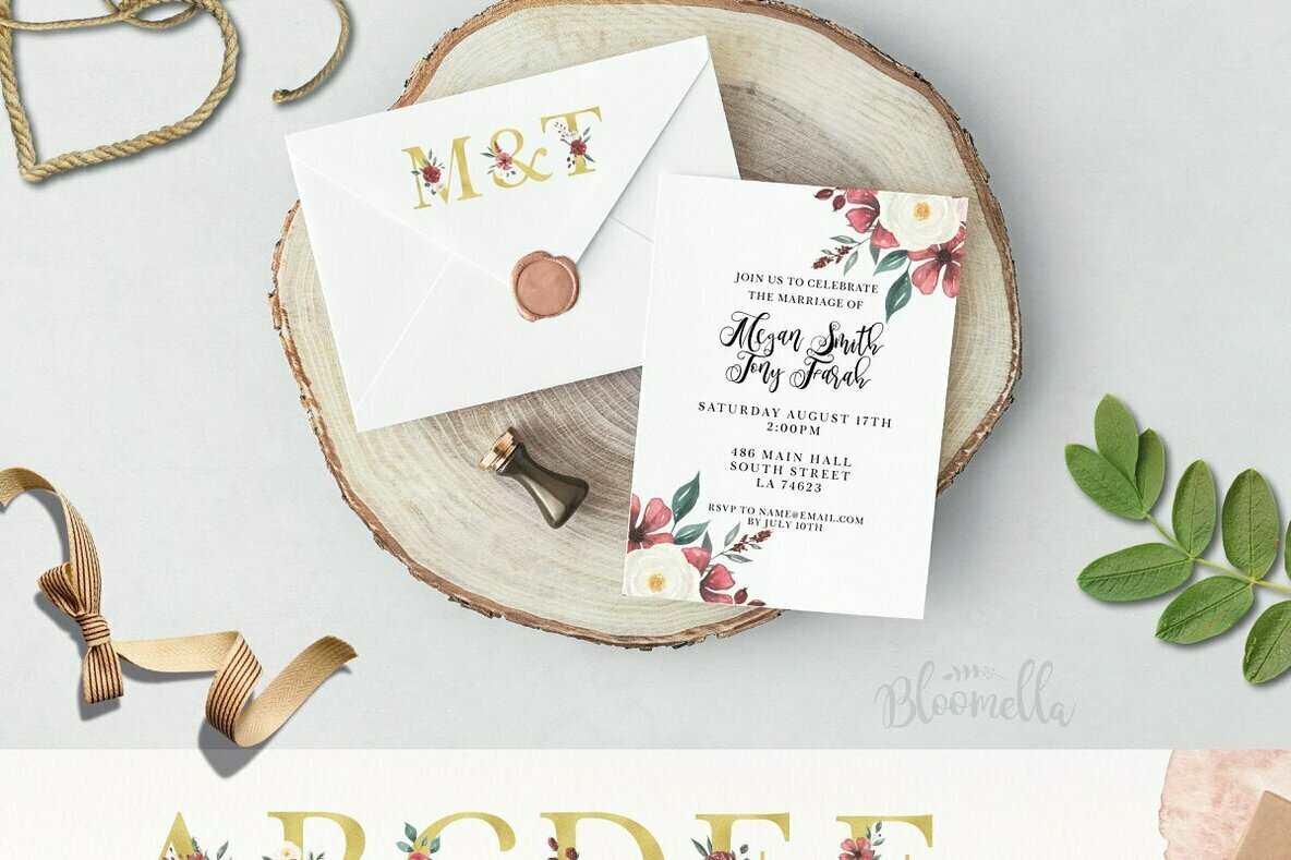 Claret Cream Flower Watercolor Package Claret Cream Flower Watercolor Package