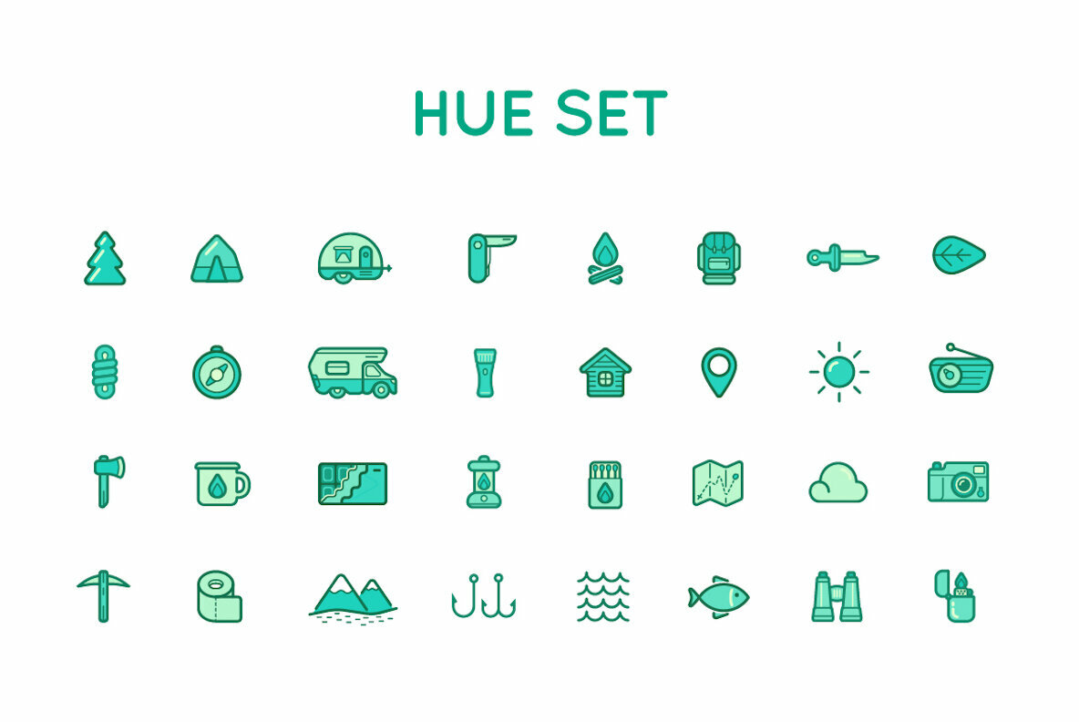 Awesome Outdoor Camping Shop Icons and Signs Set Awesome Outdoor Camping Shop Icons and Signs Set