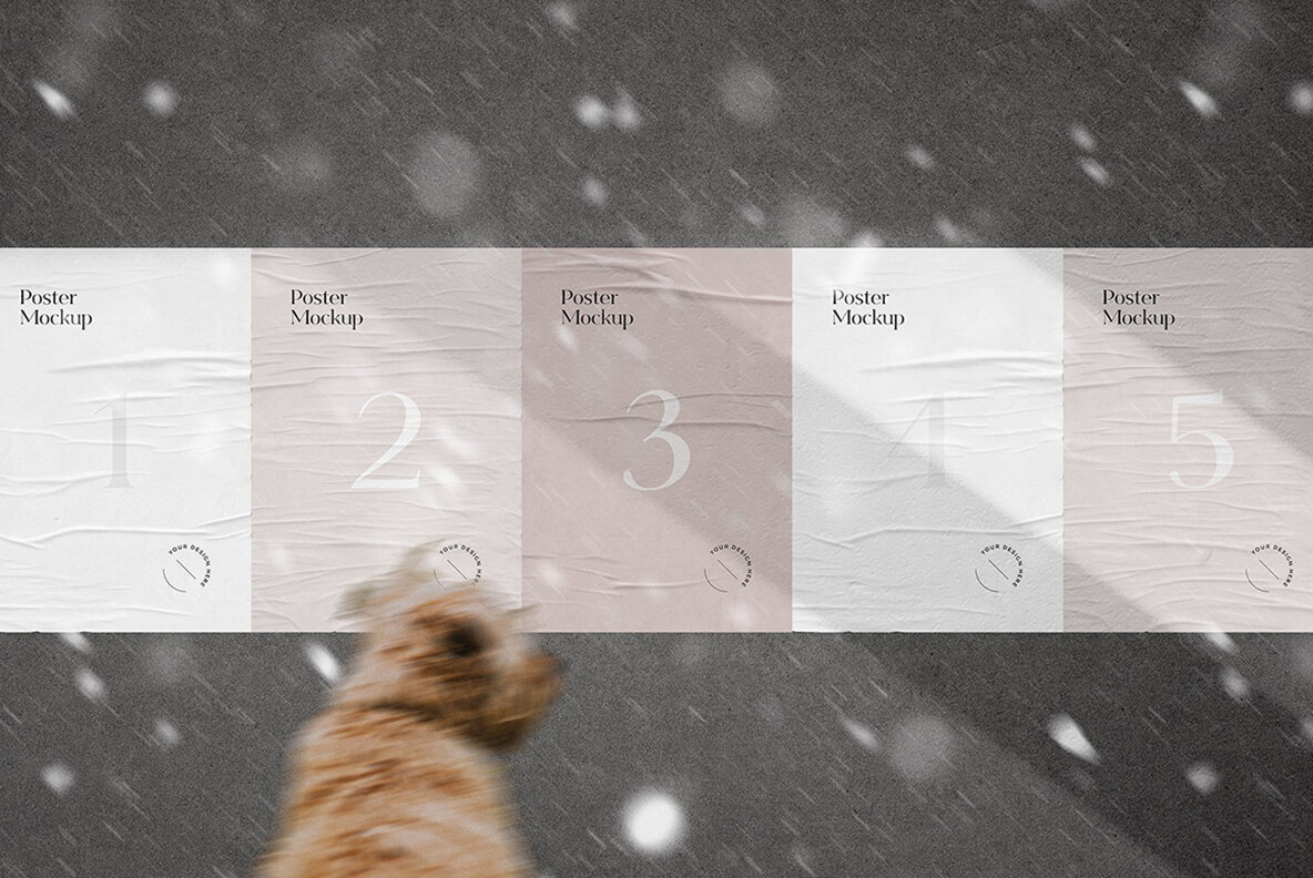 Glued Poster Mockups Bundle Glued Poster Mockups Bundle