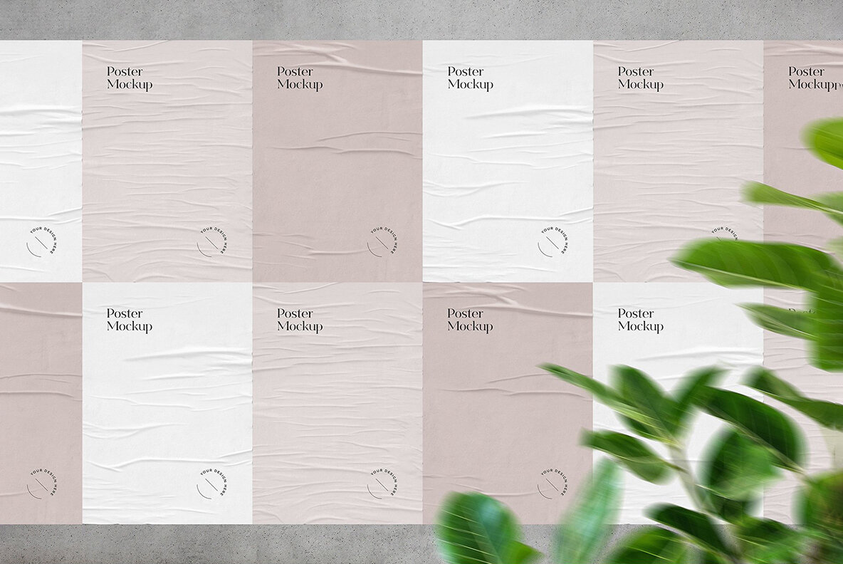 Glued Poster Mockups Bundle Glued Poster Mockups Bundle