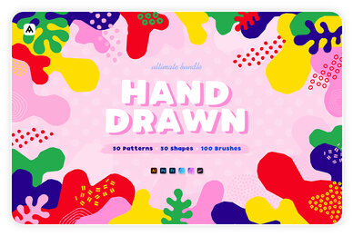 100 Hand drawn Seamless Patterns and Shapes