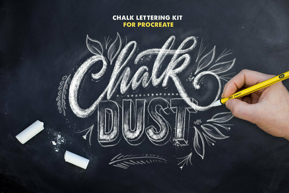 Chalk Dust Procreate Lettering Kit Chalk Dust Procreate Lettering Kit