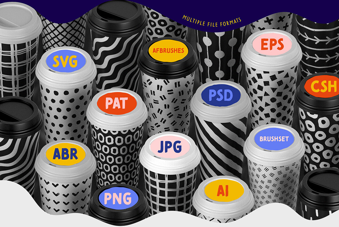 100 Hand drawn Seamless Patterns Collection 21