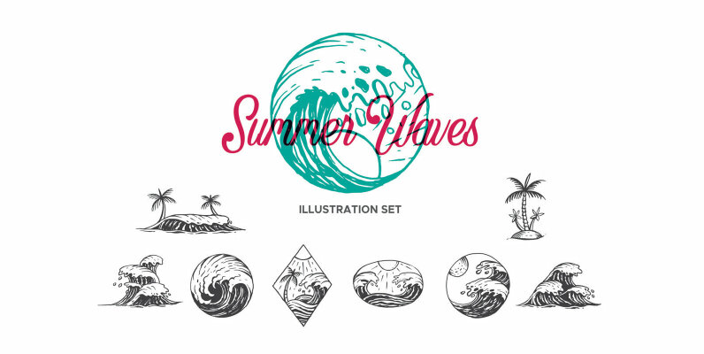 Summer Waves Illustration Set