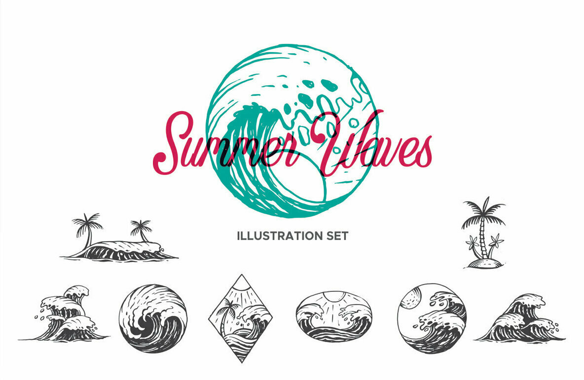 Summer Waves Illustration Set 1