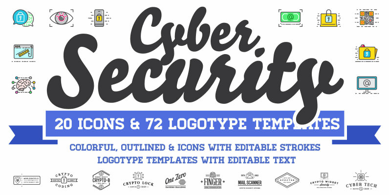 Cyber Security Logos and Icons Set