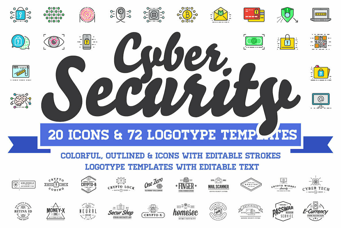 Cyber Security Logos and Icons Set 1