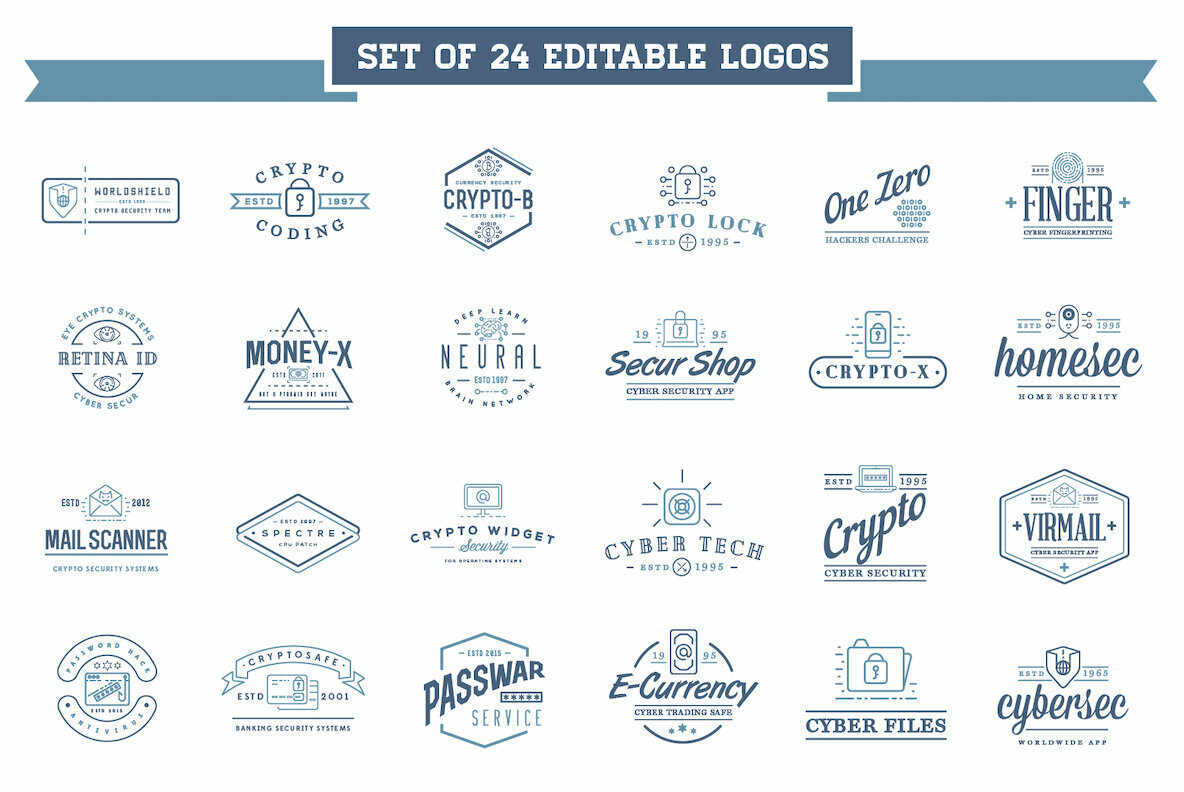 Cyber Security Logos and Icons Set 4