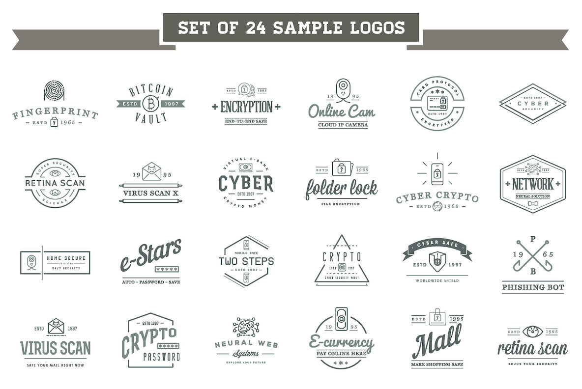 Cyber Security Logos and Icons Set 6