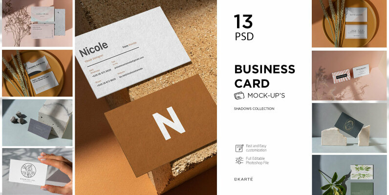 Business Card Mock Up Shadows Collection