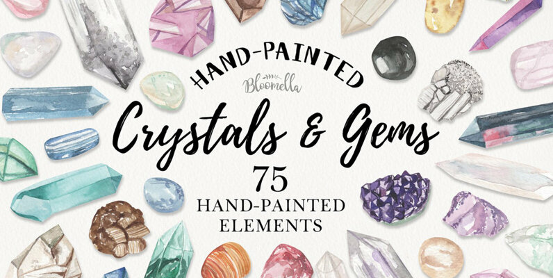 Crystals   Gems Watercolor Package