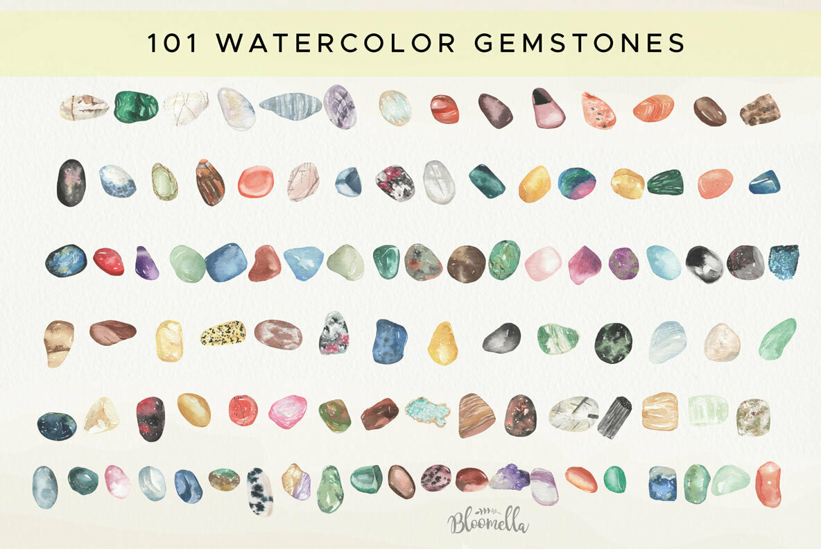 Gemstones Watercolor Package 4