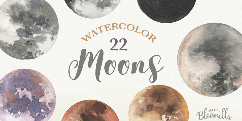 Moons Watercolor Package