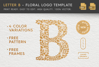 Letter B   Floral Logo Template