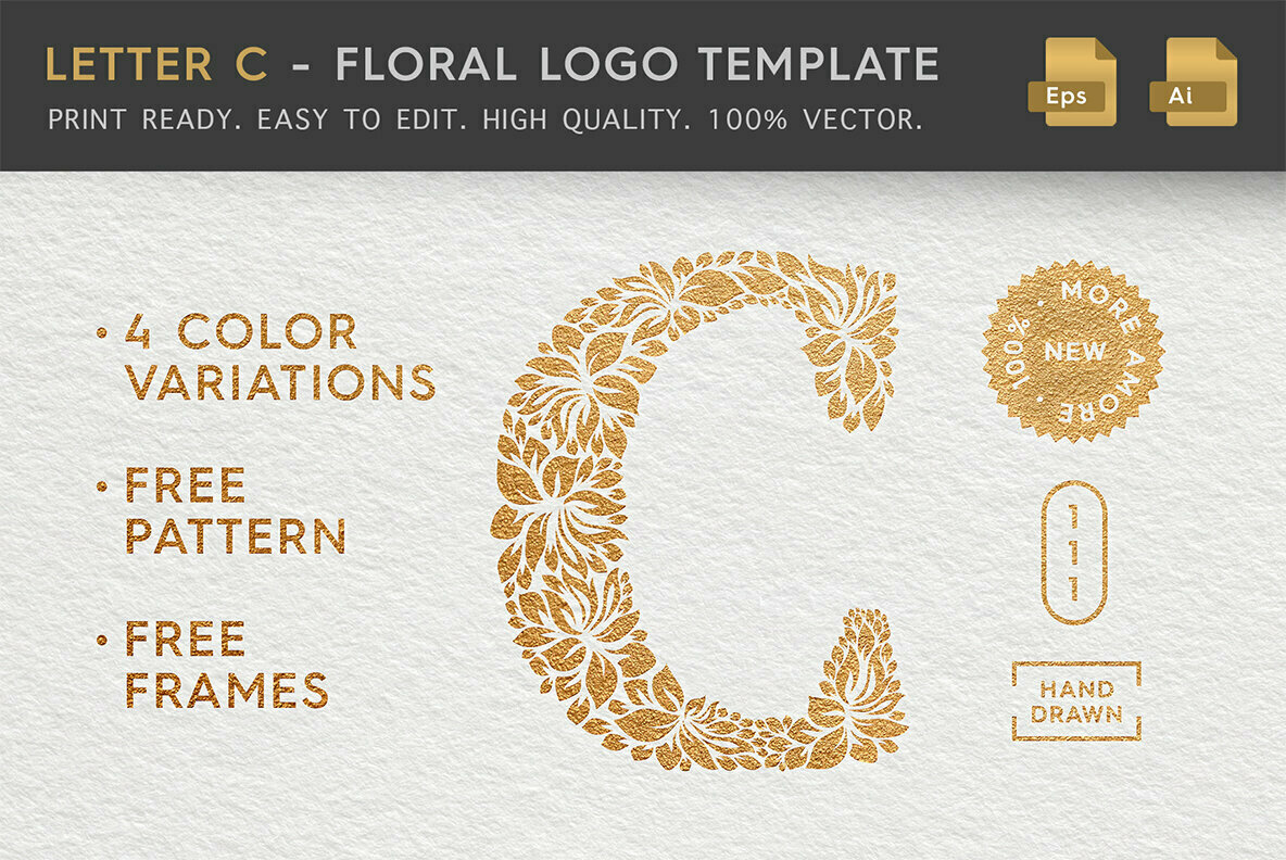 Letter C Floral Logo Template Letter C Floral Logo Template