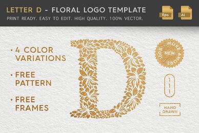 Letter D   Floral Logo Template