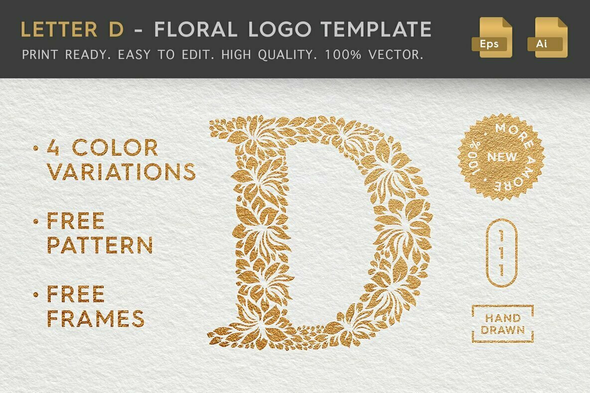 Letter D Floral Logo Template Letter D Floral Logo Template