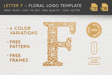 Letter F   Floral Logo Template