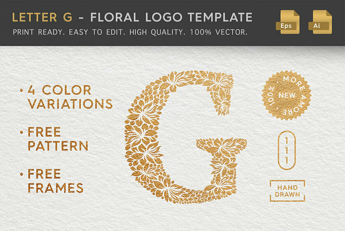 Letter G Floral Logo Template Letter G Floral Logo Template