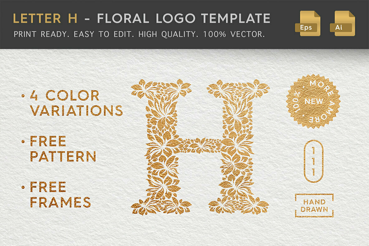 Letter H Floral Logo Template Letter H Floral Logo Template