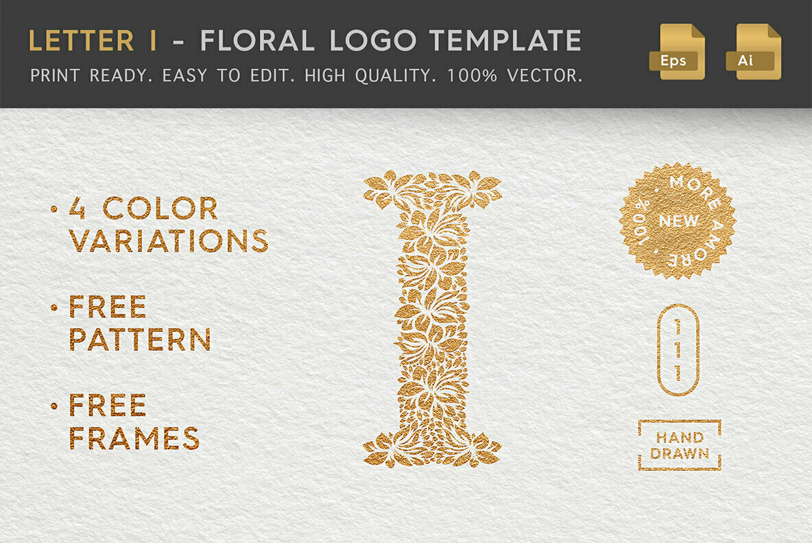 Letter I Floral Logo Template Letter I Floral Logo Template