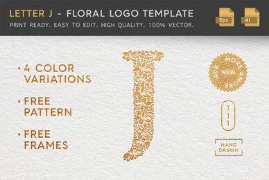 Letter J   Floral Logo Template
