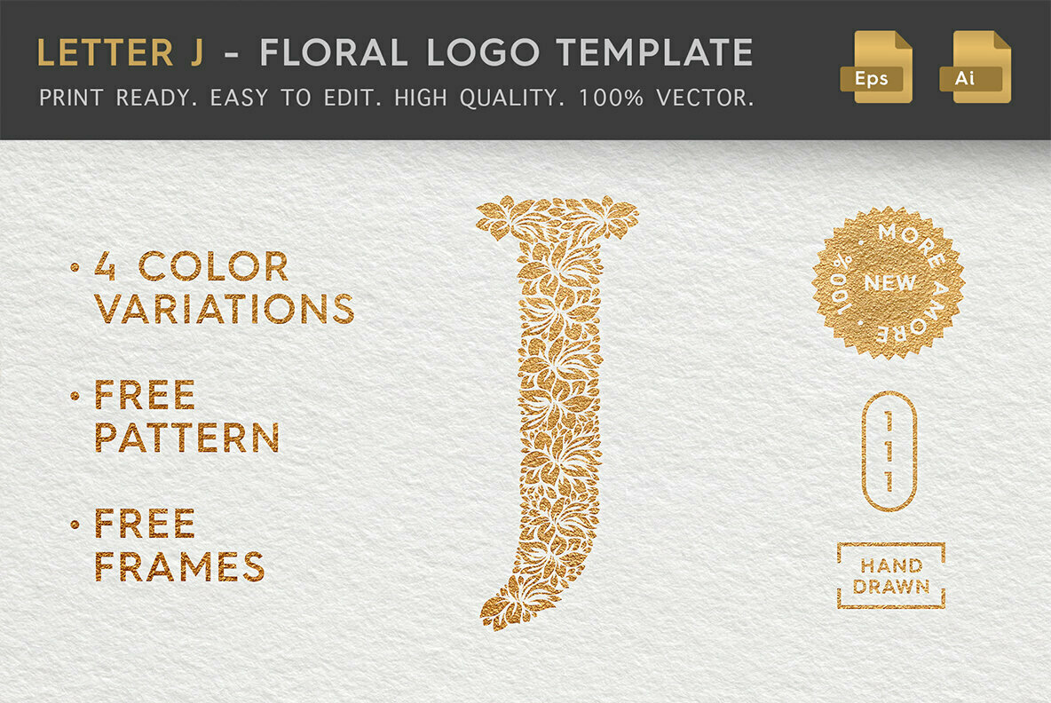 Letter J Floral Logo Template Letter J Floral Logo Template