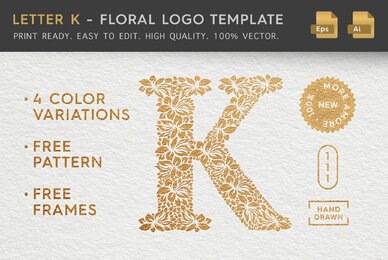 Letter K   Floral Logo Template