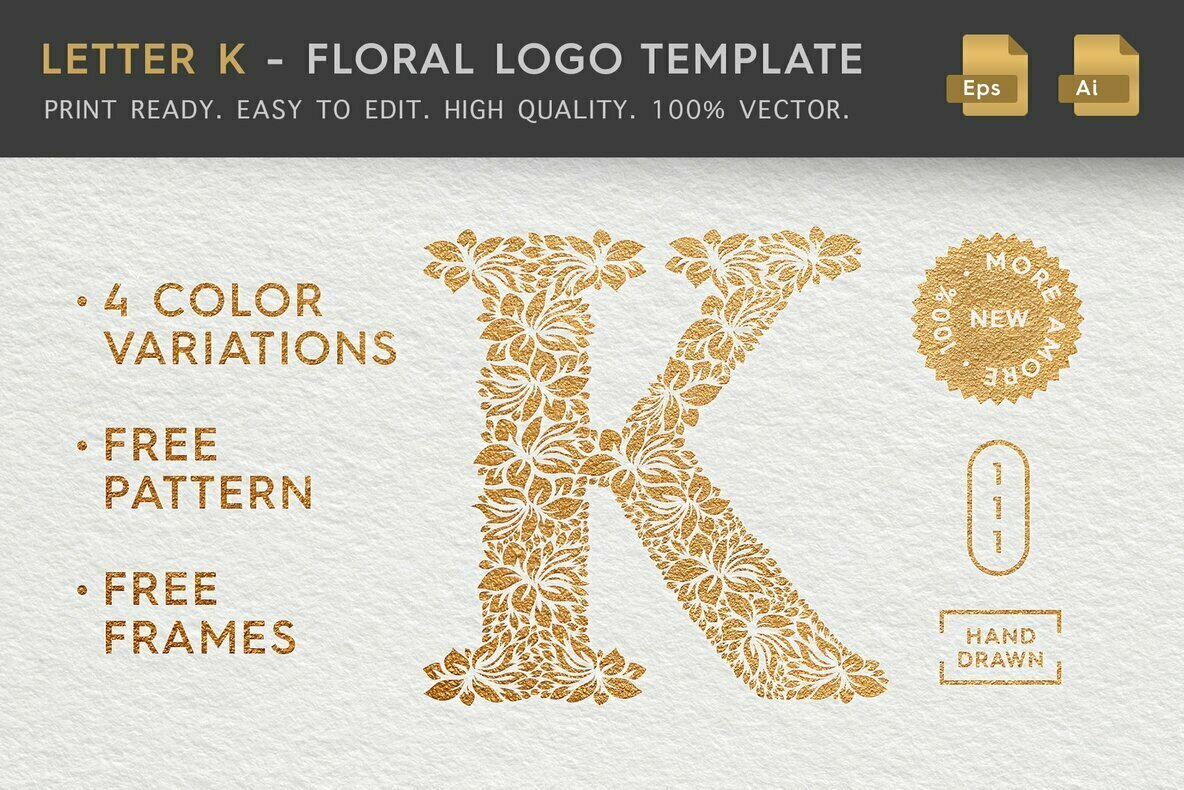Letter K Floral Logo Template Letter K Floral Logo Template