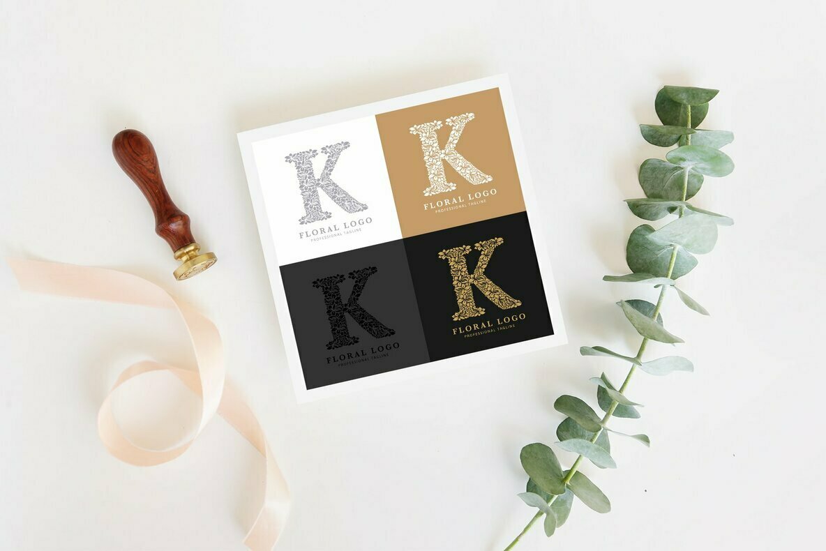 Letter K Floral Logo Template Letter K Floral Logo Template