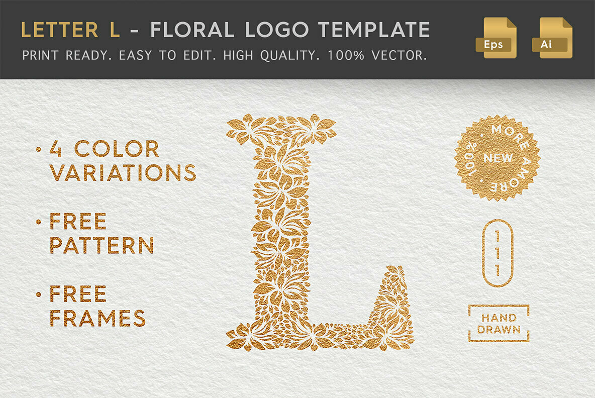 Letter L Floral Logo Template Letter L Floral Logo Template