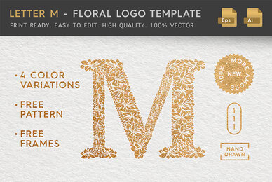 Letter M   Floral Logo Template