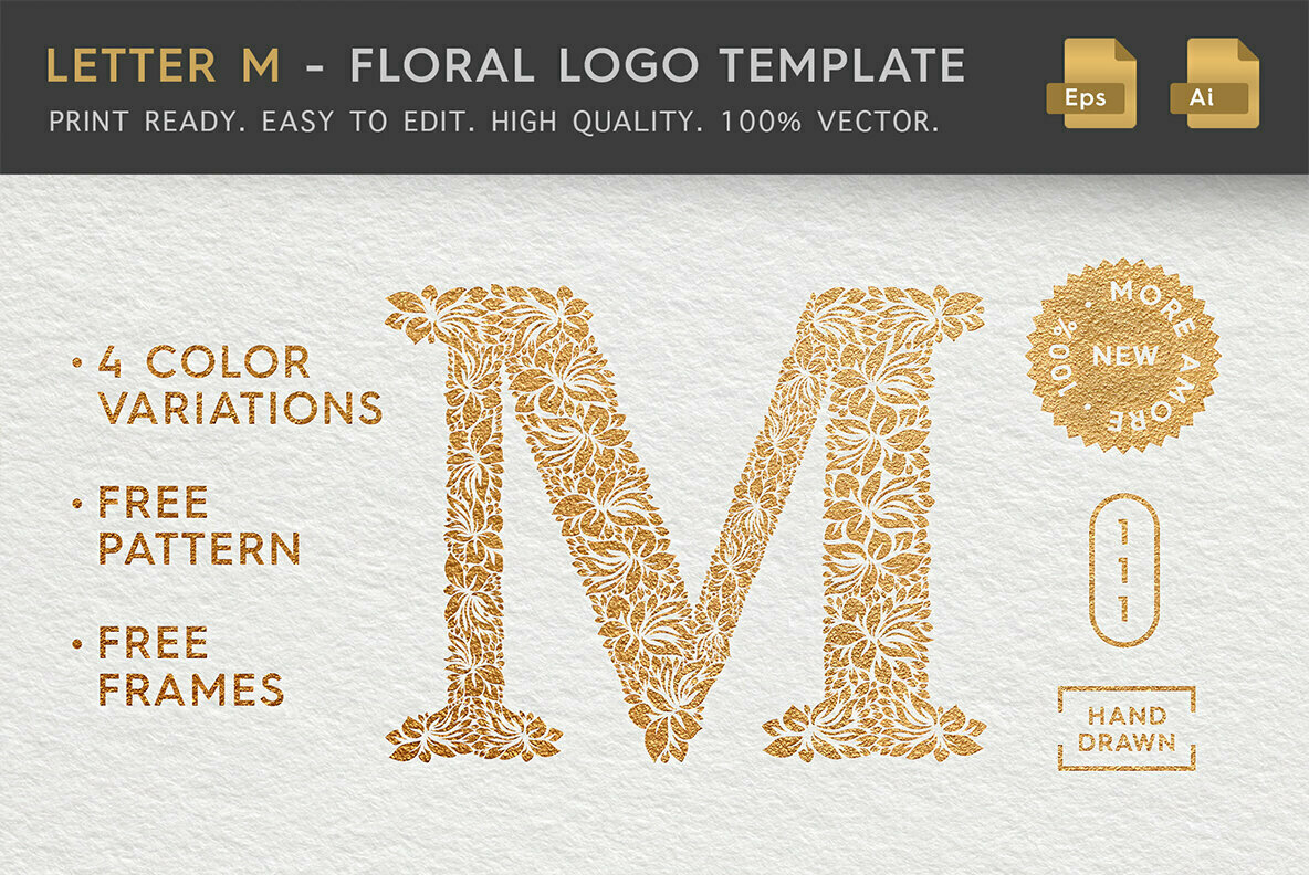 Letter M Floral Logo Template Letter M Floral Logo Template