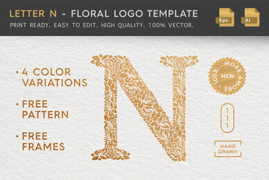 Letter N   Floral Logo Template