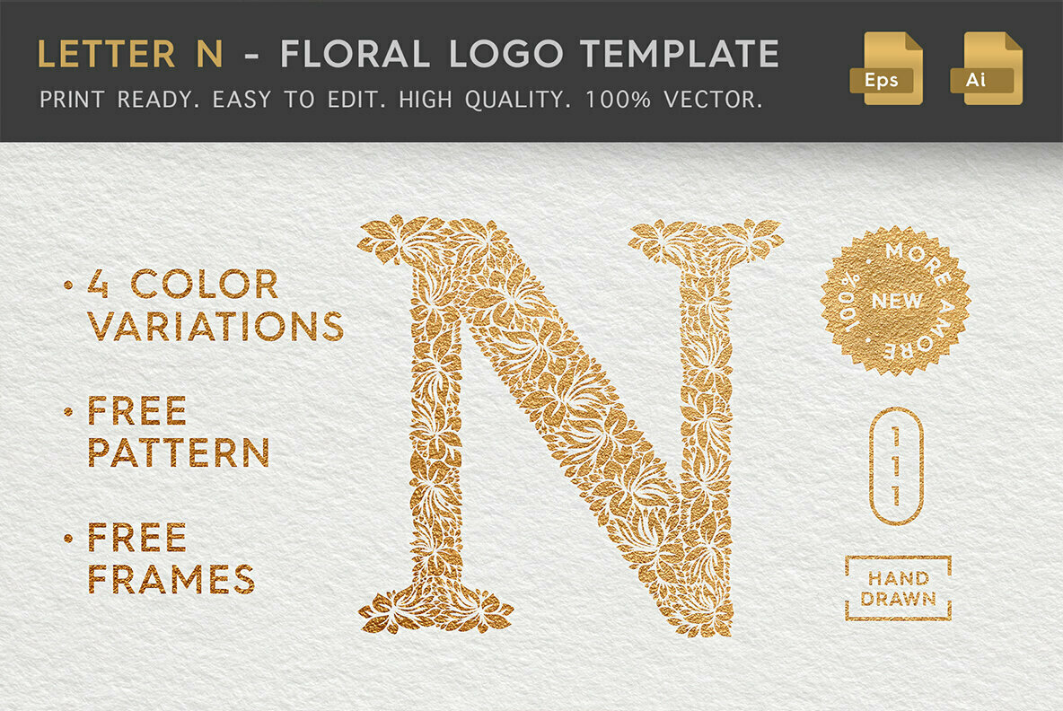 Letter N Floral Logo Template Letter N Floral Logo Template