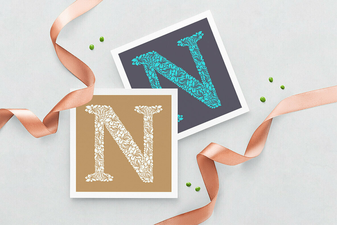 Letter N Floral Logo Template Letter N Floral Logo Template
