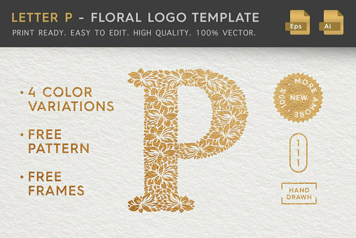 Letter P Floral Logo Template Letter P Floral Logo Template