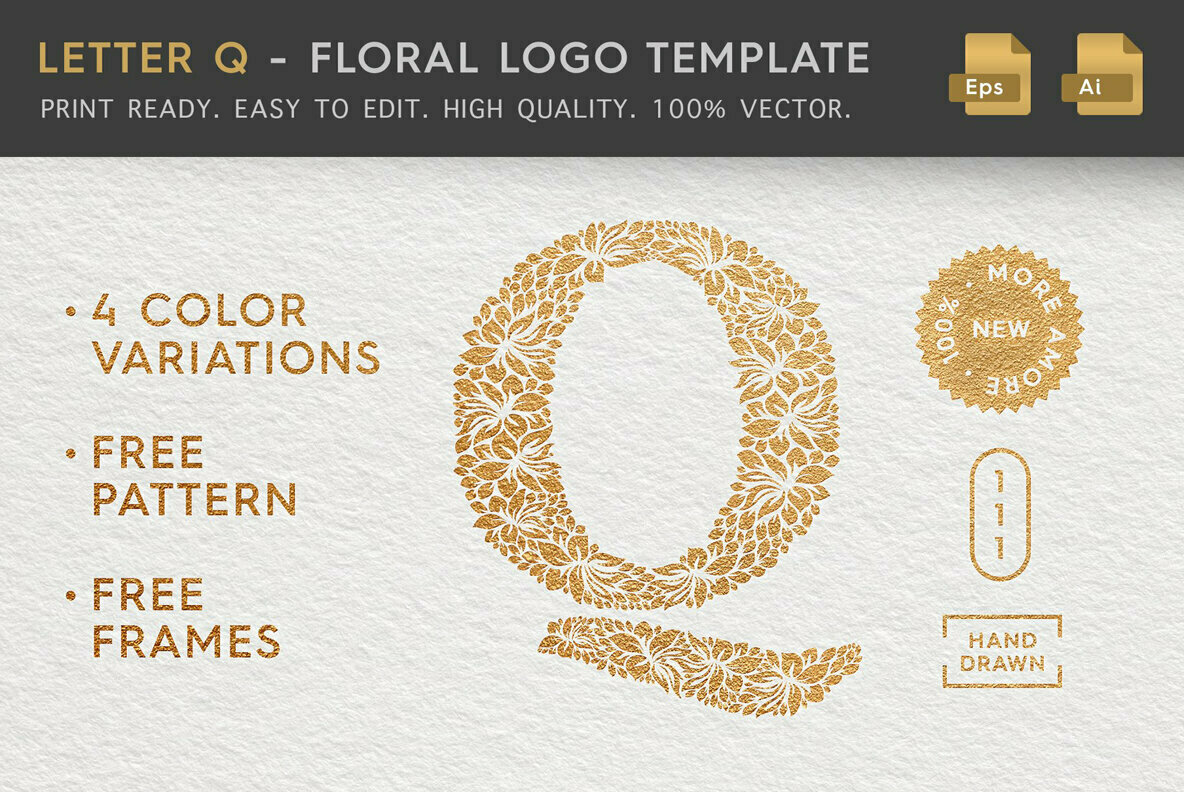 Letter Q Floral Logo Template Letter Q Floral Logo Template