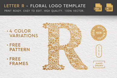 Letter R   Floral Logo Template
