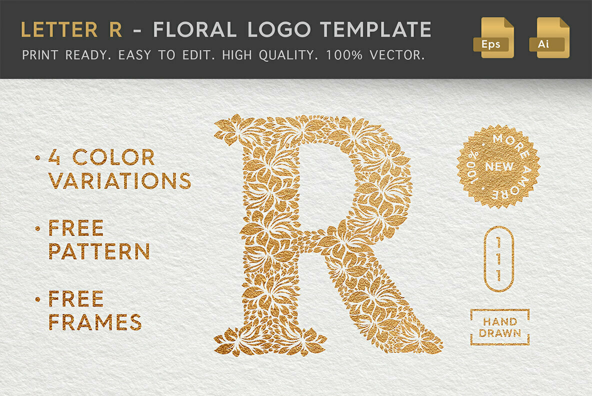 Letter R Floral Logo Template Letter R Floral Logo Template
