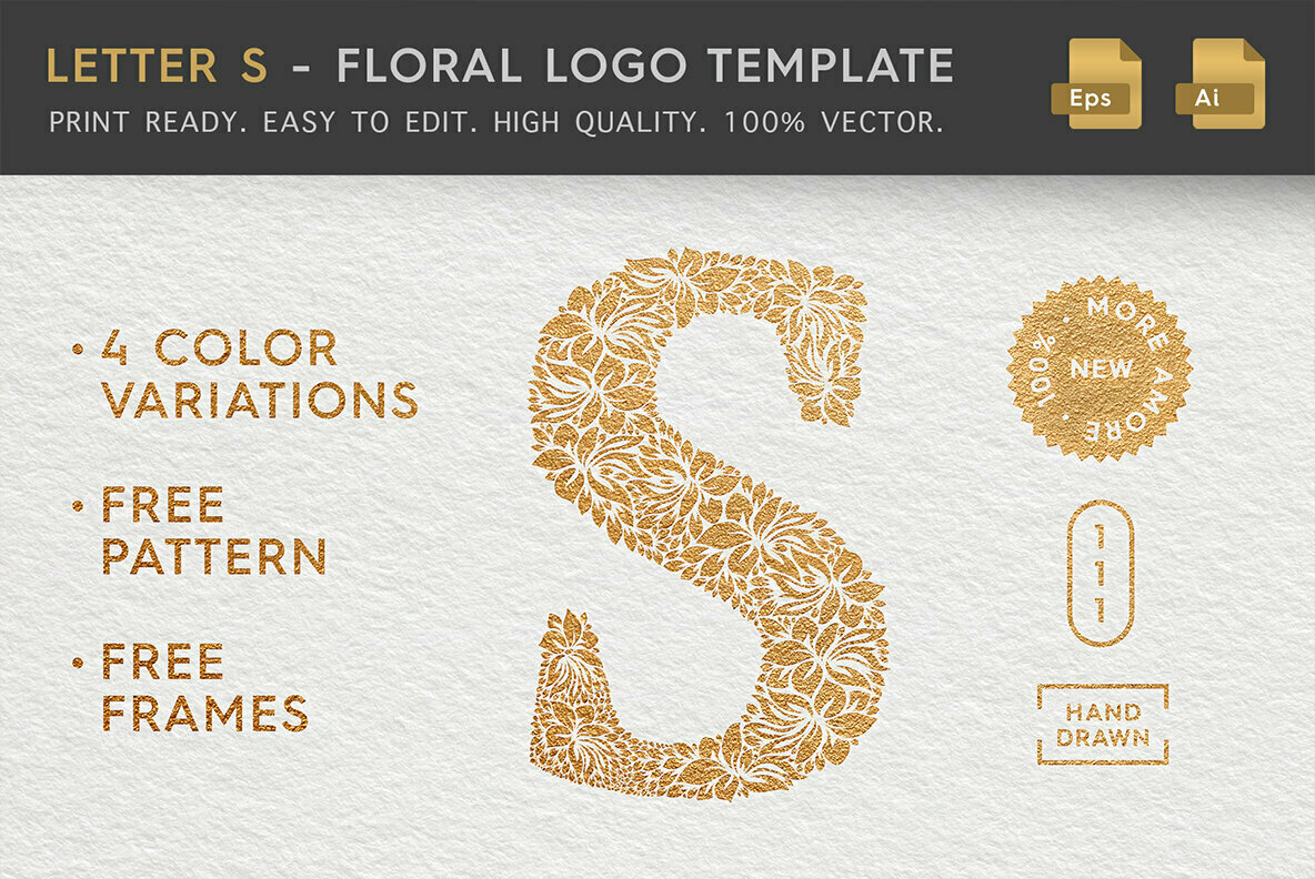 Letter S Floral Logo Template Letter S Floral Logo Template