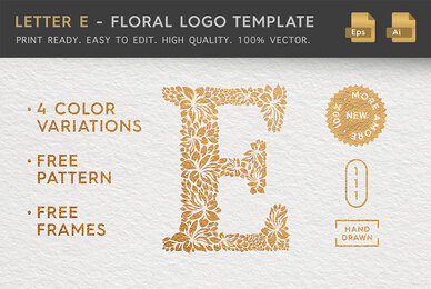 Letter E   Floral Logo Template