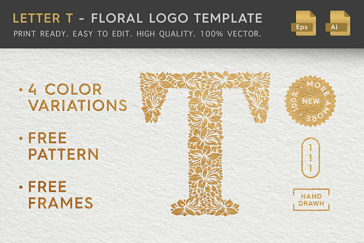 Letter T Floral Logo Template Letter T Floral Logo Template