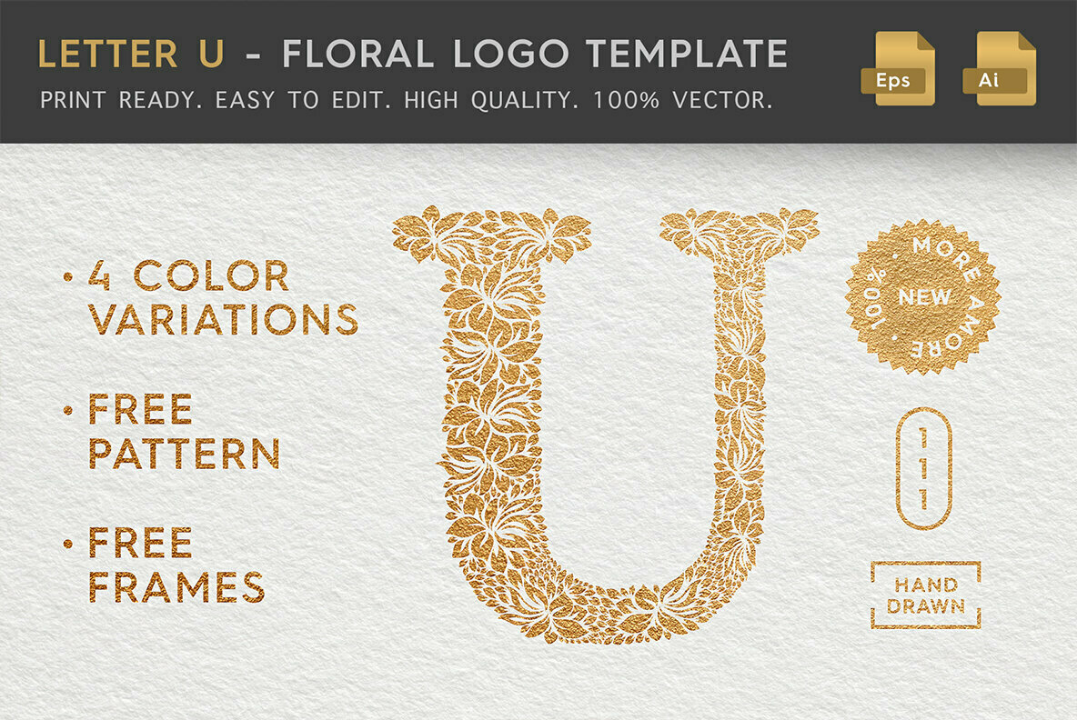 Letter U Floral Logo Template Letter U Floral Logo Template
