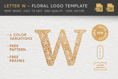 Letter W   Floral Logo Template