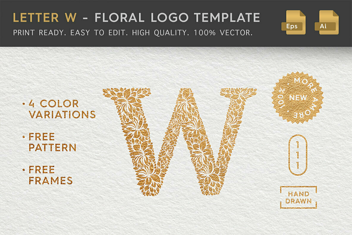 Letter W   Floral Logo Template 1