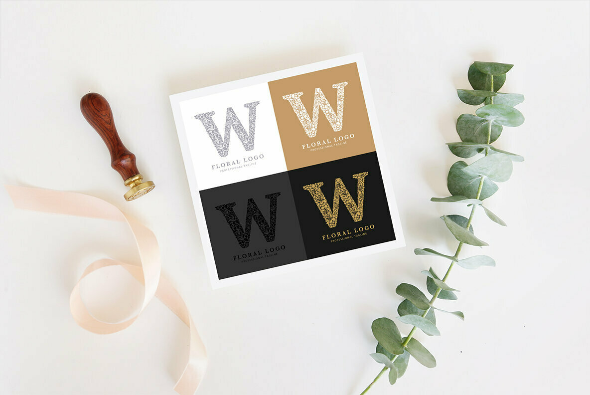 Letter W   Floral Logo Template 2