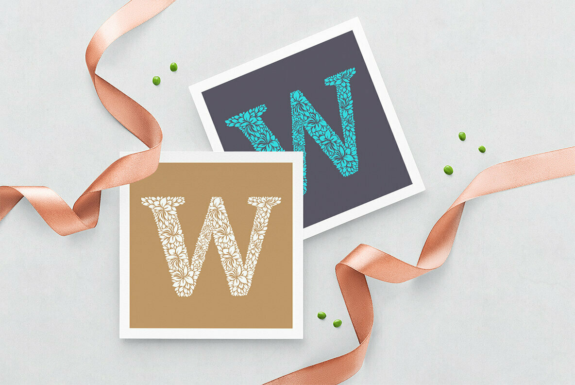Letter W   Floral Logo Template 3