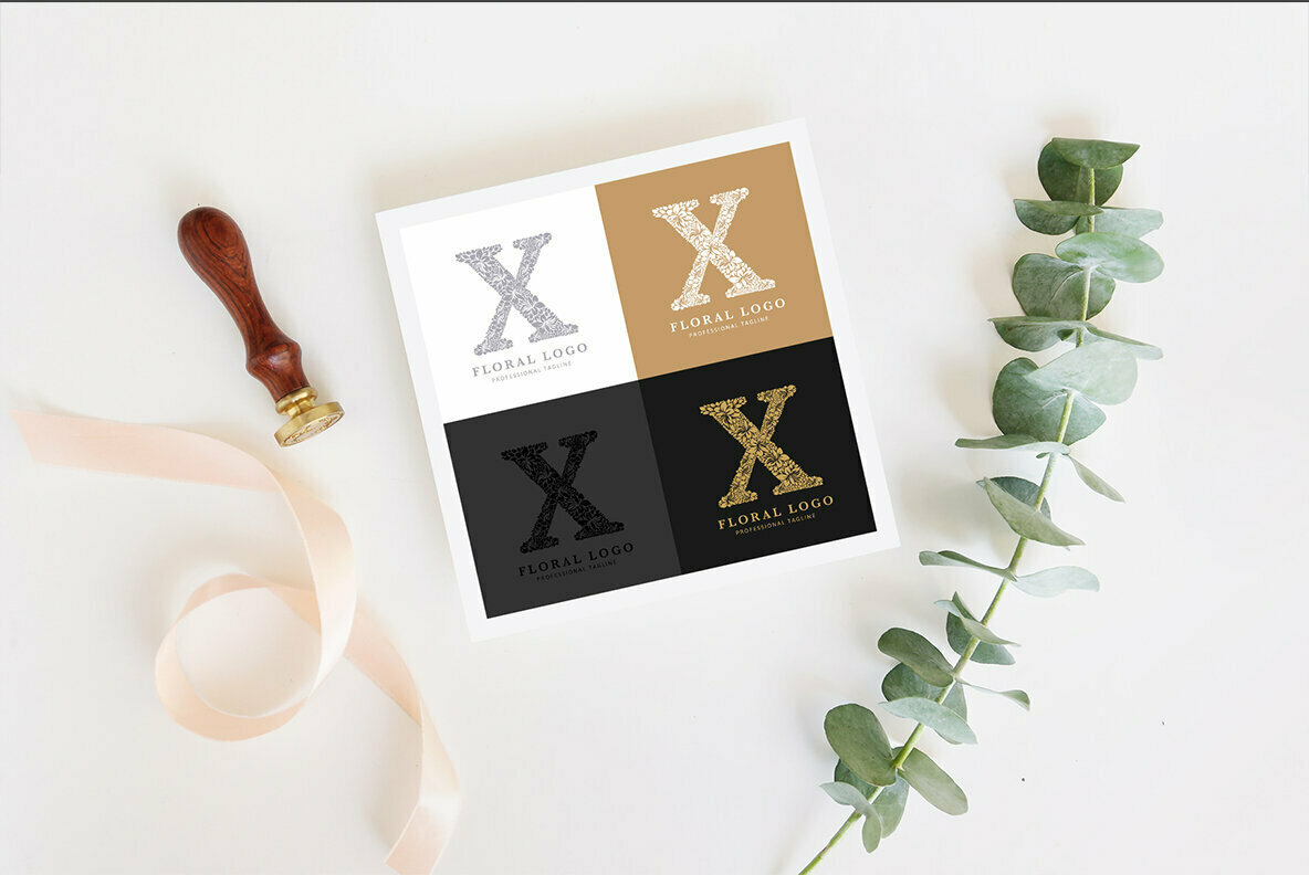 Letter X   Floral Logo Template 2