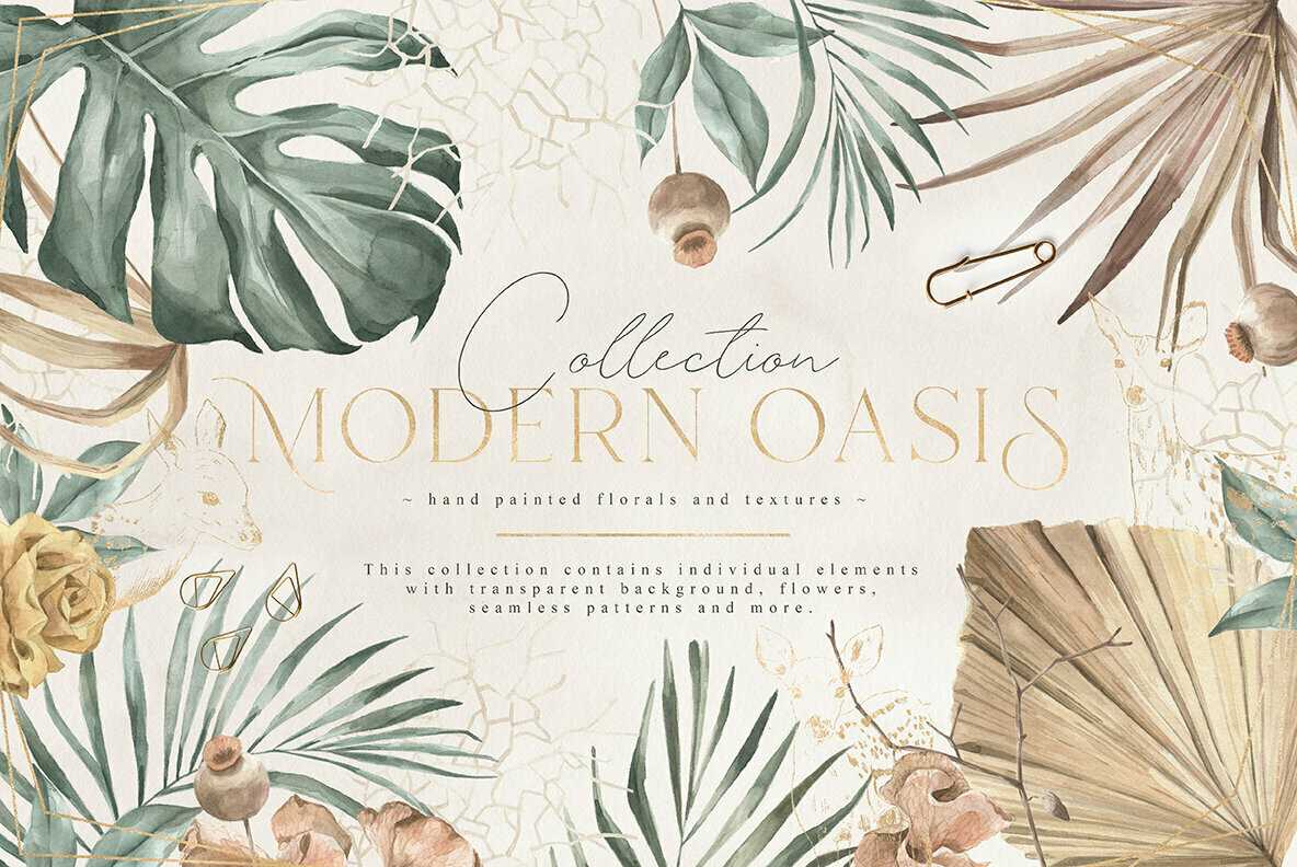 Modern Oasis Watercolor Collection 1